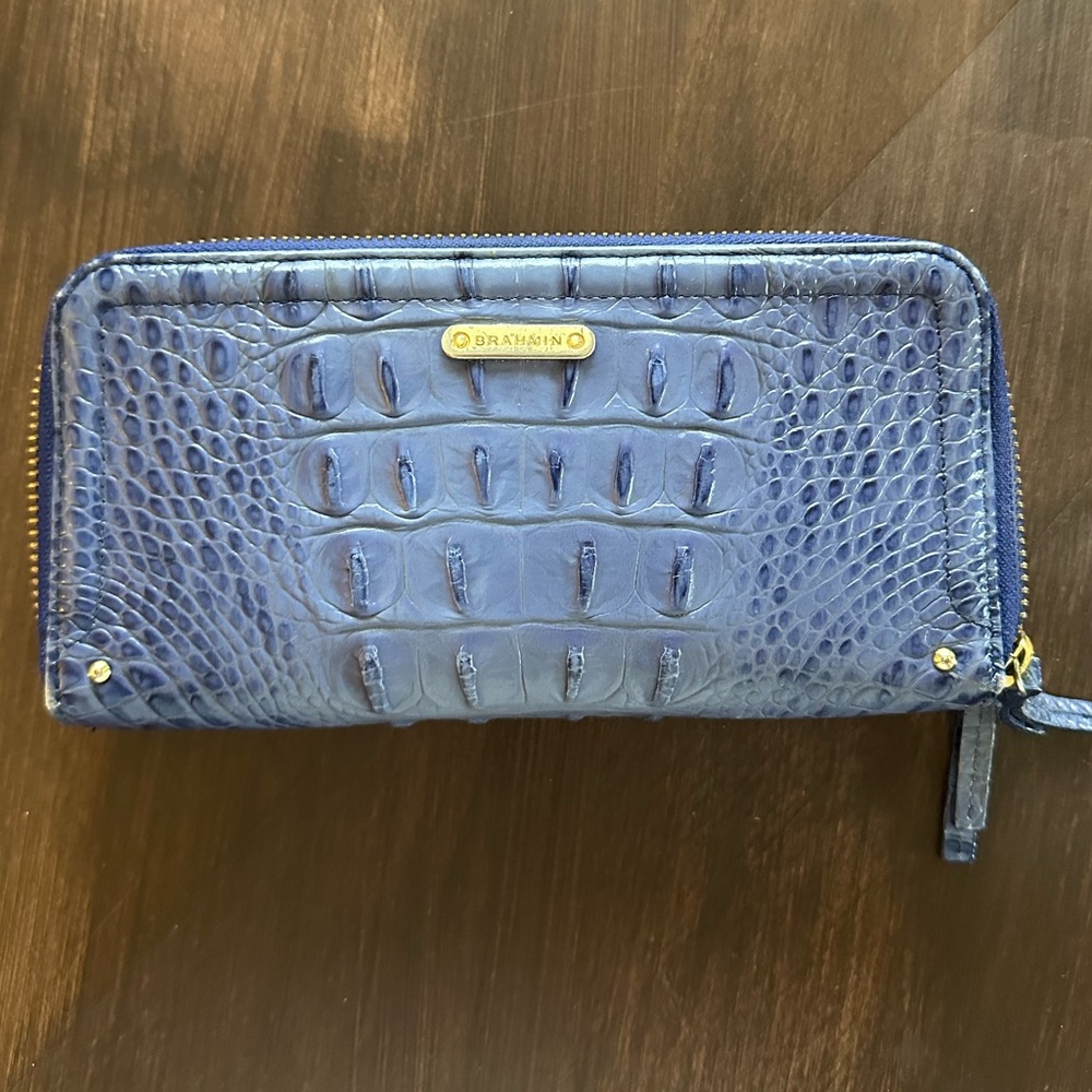 Brahmin Blue Croc-Embossed Wallet